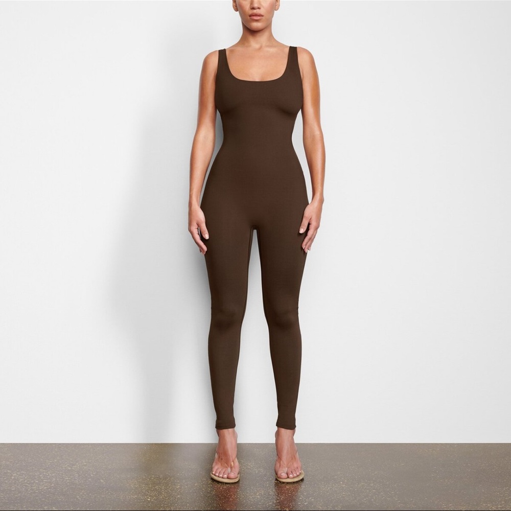 SKIMS All in One Scoop Neck Onesie in Cocoa